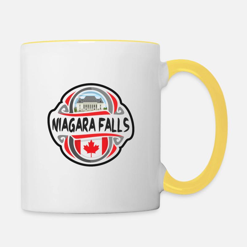 Niagara Falls Canada Flag Badge souvenir de voyage St - Mug contrasté - blanc/jaune