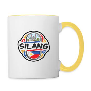 Silang Philippines Drapeau Voyage Souvenir Badge Stam - Mug contrasté - blanc/jaune - Droite