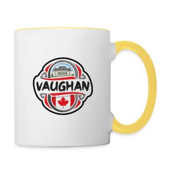 Vaughan Kanada-Flaggen-Abzeichen-Reise-Andenken-Stempel - Tasse zweifarbig - Weiß/Gelb - Rechts