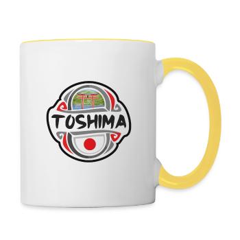 Toshima Japan Flagge Abzeichen Reise Souvenir Stempel - Tasse zweifarbig - Weiß/Gelb - Rechts