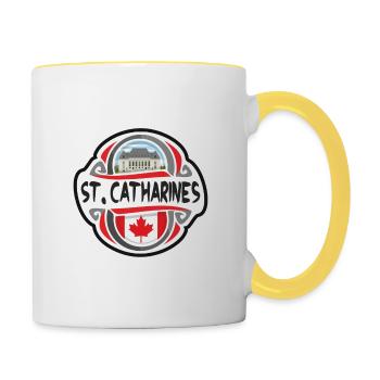 St. Catharines Canada Drapeau Voyage Souvenir Badge S - Mug contrasté - blanc/jaune - Droite