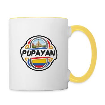 Popayan Colombie Drapeau Badge Voyage Souvenir Timbre - Mug contrasté - blanc/jaune - Droite