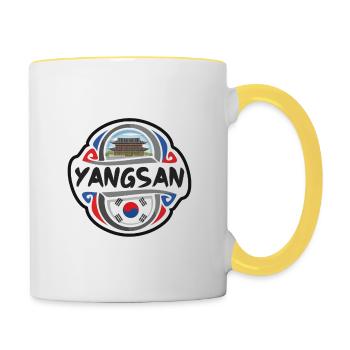 Yangsan Südkorea-Flaggen-Reise-Andenken-Abzeichen Sta - Tasse zweifarbig - Weiß/Gelb - Rechts