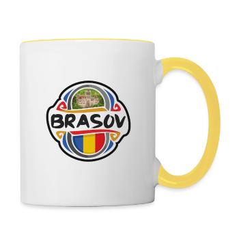 Brasov Rumänien Flagge Abzeichen Reise Souvenir Marke - Tasse zweifarbig - Weiß/Gelb - Rechts