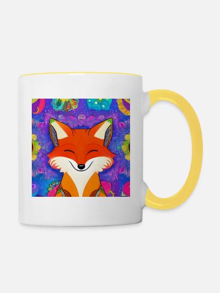 Kleiner Fuchs - Tasse zweifarbig - Weiß/Gelb
