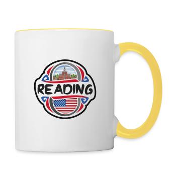 Lecture USA Drapeau des États-Unis Souvenir de voyage Mauvais - Mug contrasté - blanc/jaune - Droite