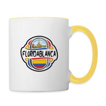 Badge souvenir de voyage Floridablanca Colombia Flag - Mug contrasté - blanc/jaune - Droite