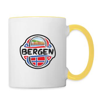 Bergen Norwegen Flagge Abzeichen Reise Souvenir Stempel - Tasse zweifarbig - Weiß/Gelb - Rechts