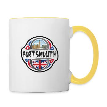 Portsmouth Royaume-Uni Drapeau du Royaume-Uni Souvenir de voyage - Mug contrasté - blanc/jaune - Droite