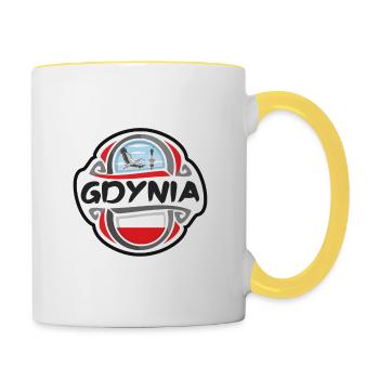 Gdynia Poland Flag Badge Travel Souvenir Stamp - Contrasting Mug - white/yellow - Right