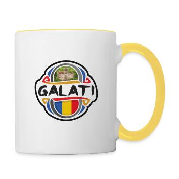 Galati Roumanie Drapeau Badge Voyage Souvenir Timbre - Mug contrasté - blanc/jaune - Droite