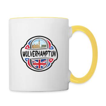 Wolverhampton UK United Kingdom Flag Travel Souven - Contrasting Mug - white/yellow - Right