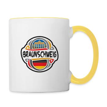 Braunschweig Allemagne Drapeau Voyage Souvenir Badge St - Mug contrasté - blanc/jaune - Droite
