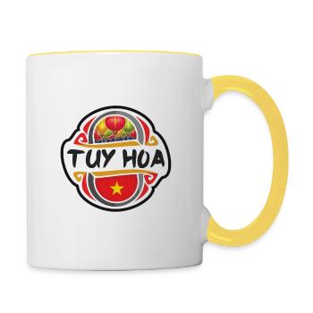 Tuy Hoa Vietnam drapeau insigne voyage souvenir timbre - Mug contrasté - blanc/jaune - Droite
