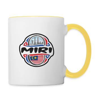 Miri Malaisie Drapeau Badge Souvenir de Voyage Timbre - Mug contrasté - blanc/jaune - Droite