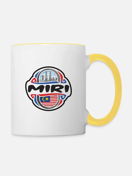 Miri Malaysia Flagge Abzeichen Reise Souvenir Briefmarke - Tasse zweifarbig - Weiß/Gelb