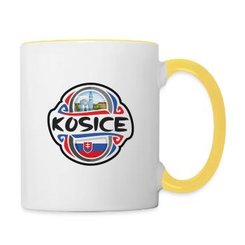 Kosice Slowakei Flagge Abzeichen Reise Souvenir Briefmarke - Tasse zweifarbig - Weiß/Gelb - Rechts