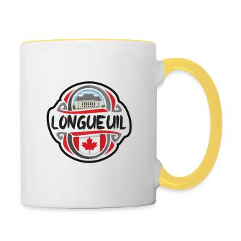 Longueuil Kanada Flagge Abzeichen Reise Souvenir Stempel - Tasse zweifarbig - Weiß/Gelb - Rechts