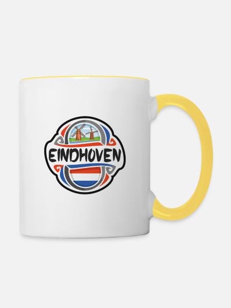 Eindhoven Niederlande Flagge Reise Souvenir Abzeichen S - Tasse zweifarbig - Weiß/Gelb