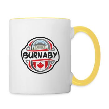 Burnaby Kanada Flagge Abzeichen Reise Souvenir Briefmarke - Tasse zweifarbig - Weiß/Gelb - Rechts