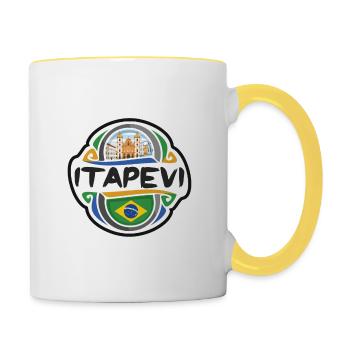 Itapevi Brésil Drapeau Badge Voyage Souvenir Timbre - Mug contrasté - blanc/jaune - Droite