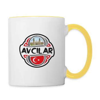 Avcilar Turquie Drapeau Badge Souvenir de Voyage Timbre Souvenir - Mug contrasté - blanc/jaune - Droite
