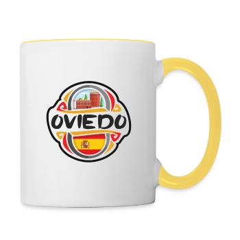 Oviedo Spain Flag Badge Travel Souvenir Stamp - Contrasting Mug - white/yellow - Right