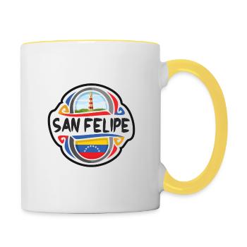 San Felipe Venezuela Flag Travel Souvenir Badge St - Contrasting Mug - white/yellow - Right