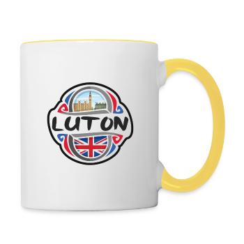 Luton UK United Kingdom Flag Travel Souvenir Badge - Contrasting Mug - white/yellow - Right