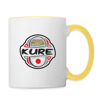 Kure Japan Flag Badge Travel Souvenir Stamp - Contrasting Mug - white/yellow - Right