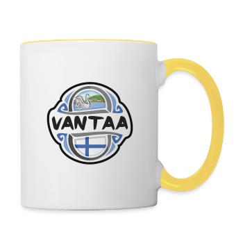 Vantaa Finland Flag Badge Travel Souvenir Stamp - Contrasting Mug - white/yellow - Right