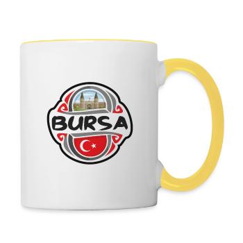 Bursa Turkey Flag Badge Travel Souvenir Stamp - Contrasting Mug - white/yellow - Right