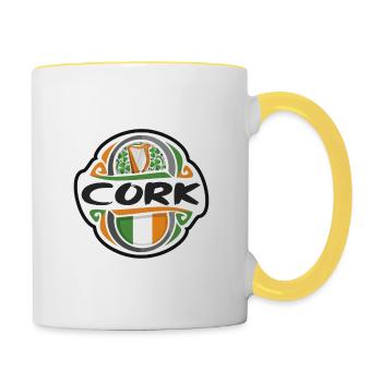 Cork Ireland Flag Badge Travel Souvenir Stamp - Contrasting Mug - white/yellow - Right