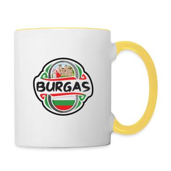 Burgas Bulgaria Flag Badge Travel Souvenir Stamp - Contrasting Mug - white/yellow - Right