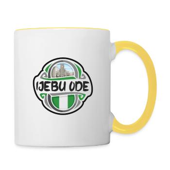 Ijebu Ode Nigeria Flag Badge Travel Souvenir Stamp - Contrasting Mug - white/yellow - Right