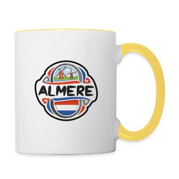 Almere Netherlands Flag Travel Souvenir Badge Stam - Contrasting Mug - white/yellow - Right