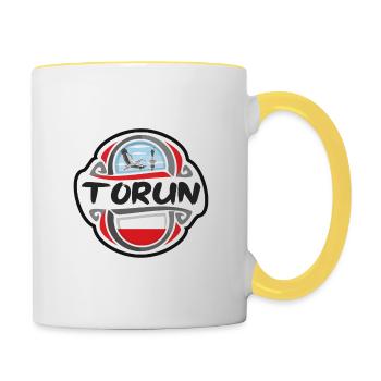 Torun Poland Flag Badge Travel Souvenir Stamp - Contrasting Mug - white/yellow - Right