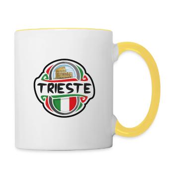 Trieste Italy Flag Badge Travel Souvenir Stamp - Contrasting Mug - white/yellow - Right