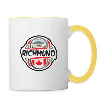Richmond Kanada Flagge Abzeichen Reise Souvenir Stempel - Tasse zweifarbig - Weiß/Gelb - Rechts