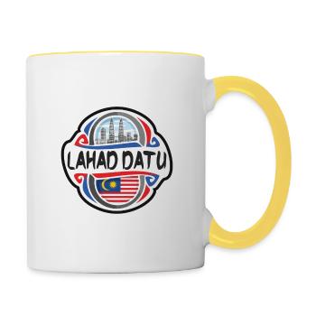 Lahad Datu Malaisie Drapeau Voyage Souvenir Badge Sta - Mug contrasté - blanc/jaune - Droite