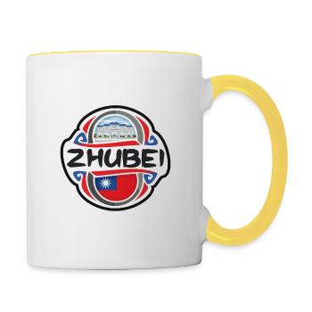 Zhubei Taiwan Flag Badge Souvenir de voyage Timbre souvenir - Mug contrasté - blanc/jaune - Droite