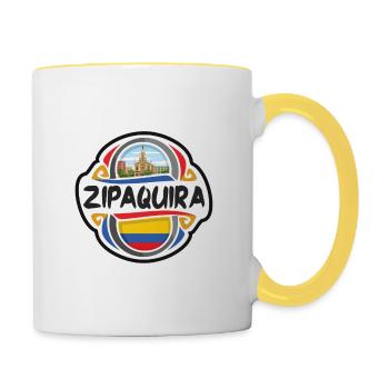 Zipaquira Colombie Drapeau Voyage Souvenir Badge Stam - Mug contrasté - blanc/jaune - Droite