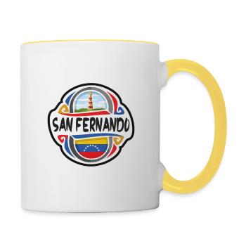 San Fernando Venezuela Flagge Reise Souvenir Abzeichen - Tasse zweifarbig - Weiß/Gelb - Rechts