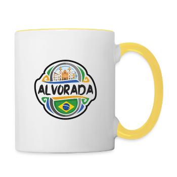 Alvorada Brésil Drapeau Badge Voyage Souvenir Timbre - Mug contrasté - blanc/jaune - Droite