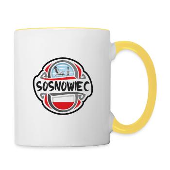 Sosnowiec Pologne Drapeau Badge Voyage Souvenir Timbre - Mug contrasté - blanc/jaune - Droite