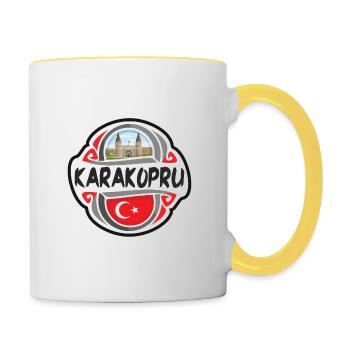 Karakopru Turkey Flag Badge Travel Souvenir Stamp - Contrasting Mug - white/yellow - Right
