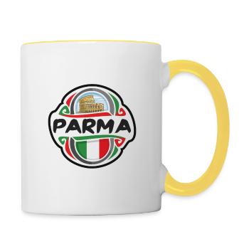 Parma Italien Flagge Abzeichen Reise Souvenir Stempel - Tasse zweifarbig - Weiß/Gelb - Rechts