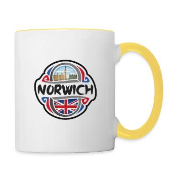 Norwich UK United Kingdom Flag Travel Souvenir Bad - Contrasting Mug - white/yellow - Right