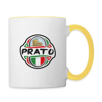 Prato Italie Drapeau Badge Voyage Souvenir Timbre - Mug contrasté - blanc/jaune - Droite