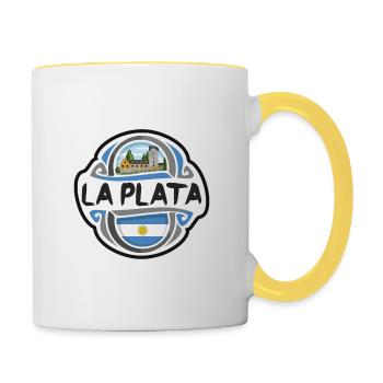 La Plata Argentinien Flagge Reise Souvenir Abzeichen Stam - Tasse zweifarbig - Weiß/Gelb - Rechts